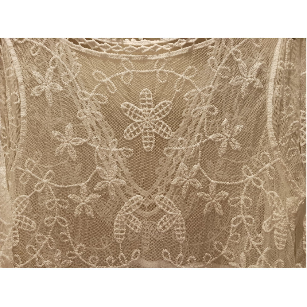 Floral Pattern Lace Swimsuit Coverup In White - Picture 7 of 12